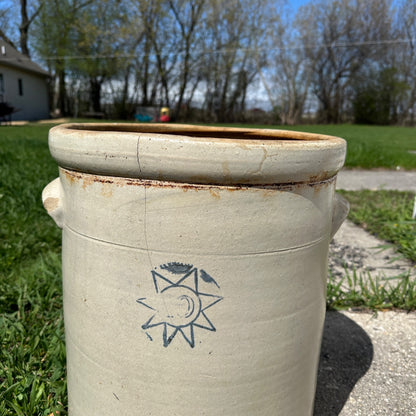 Large 10 Gallon Stoneware Crock Cracked - AS-IS