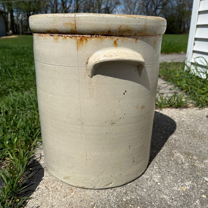 Large 10 Gallon Stoneware Crock Cracked - AS-IS