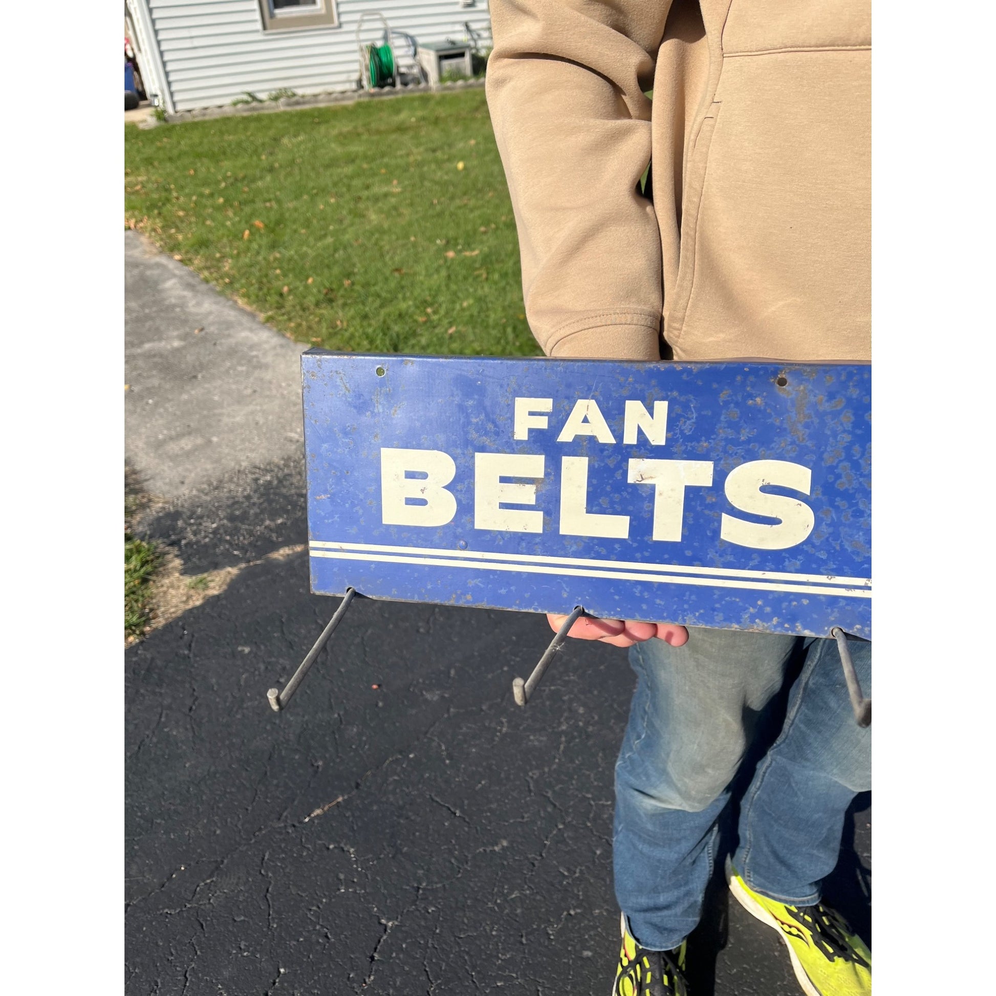 Original Vintage Pure Oil Company Radiator Hose Fan Belts Advertising Sign Rack