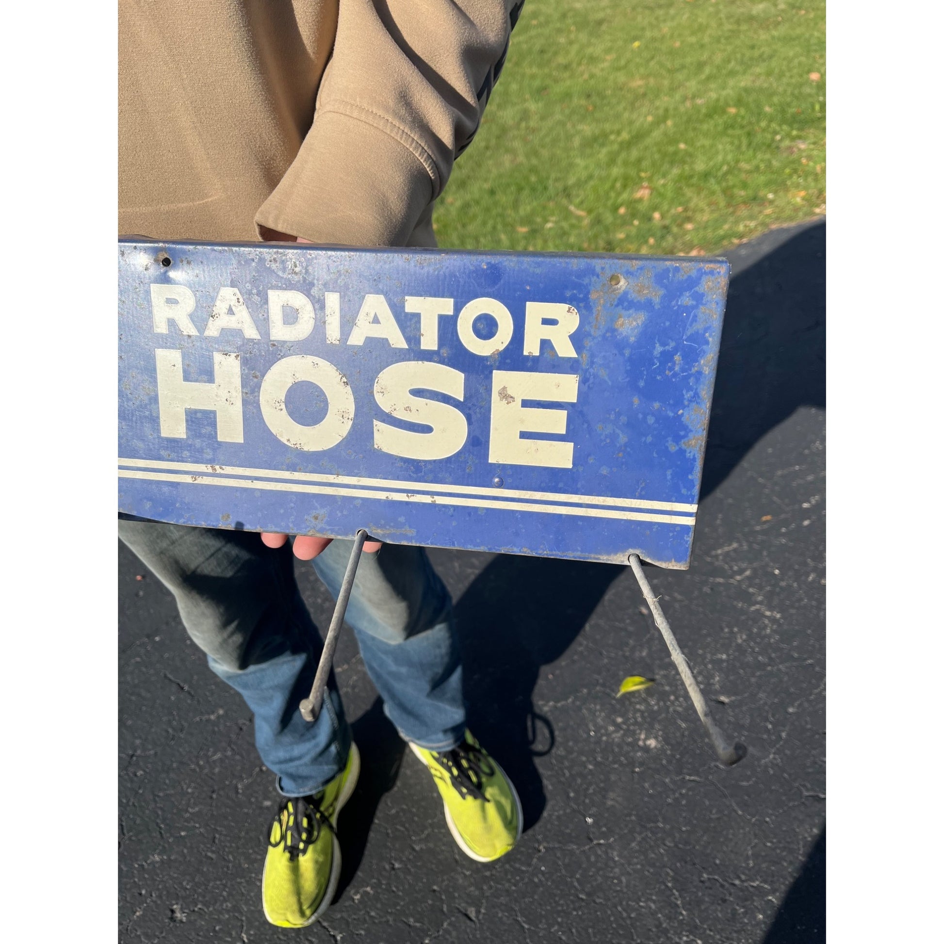 Original Vintage Pure Oil Company Radiator Hose Fan Belts Advertising Sign Rack