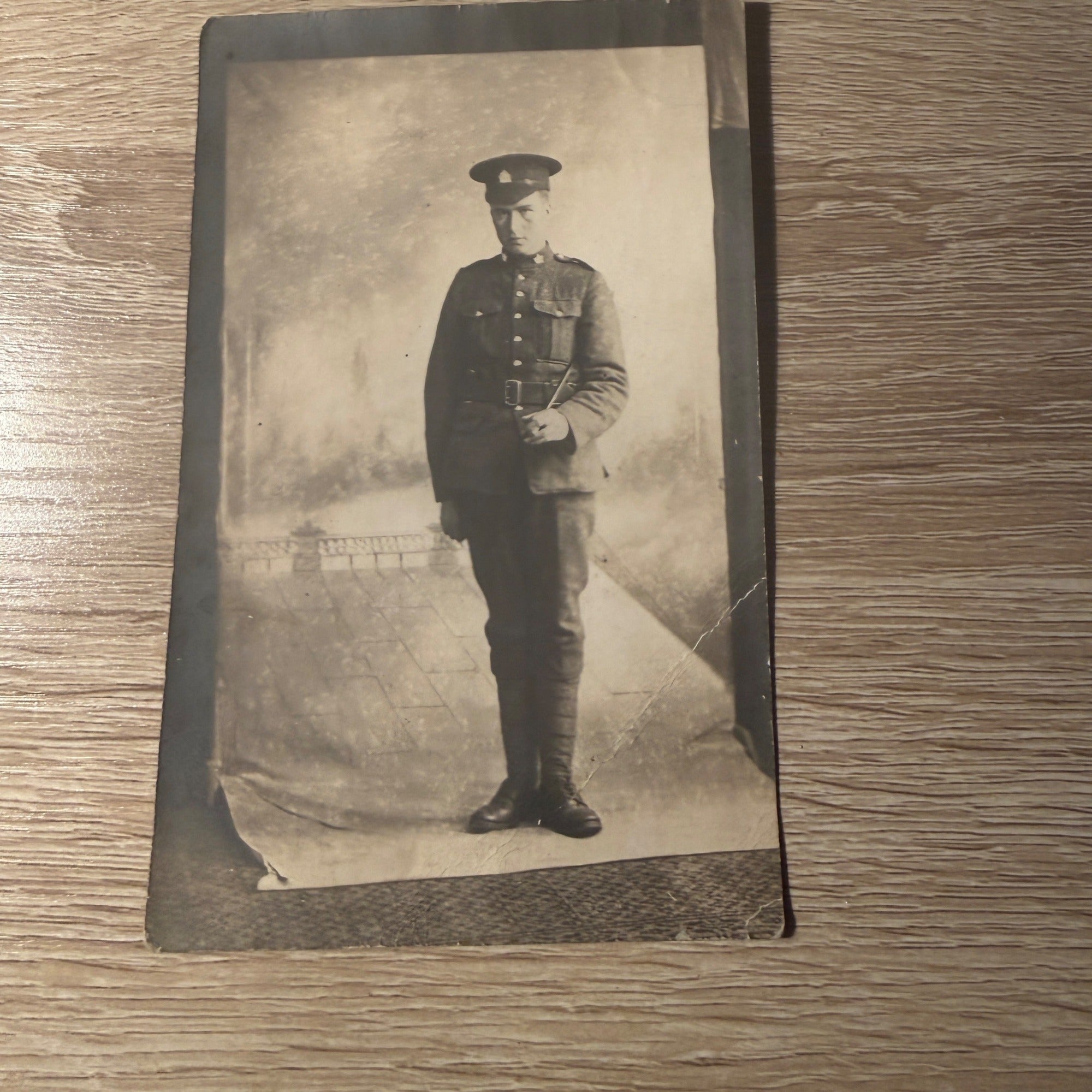 RPPC Postcard Military Man in Uniform Canadian Army? World War 1 Circa WW1
