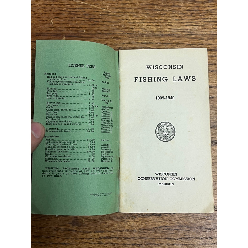 Vintage Wisconsin 1939-1940 Fishing Laws Regulations Booklet Guide