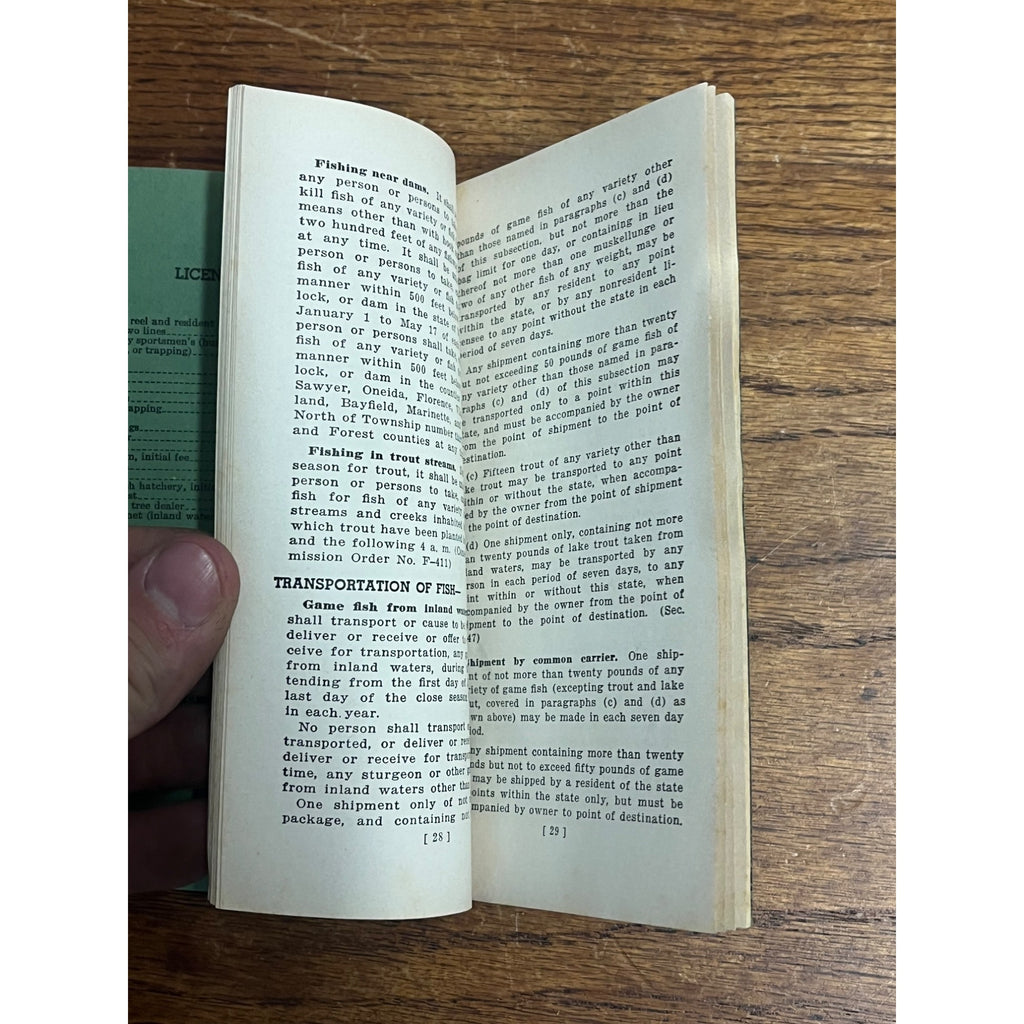Vintage Wisconsin 1939-1940 Fishing Laws Regulations Booklet Guide