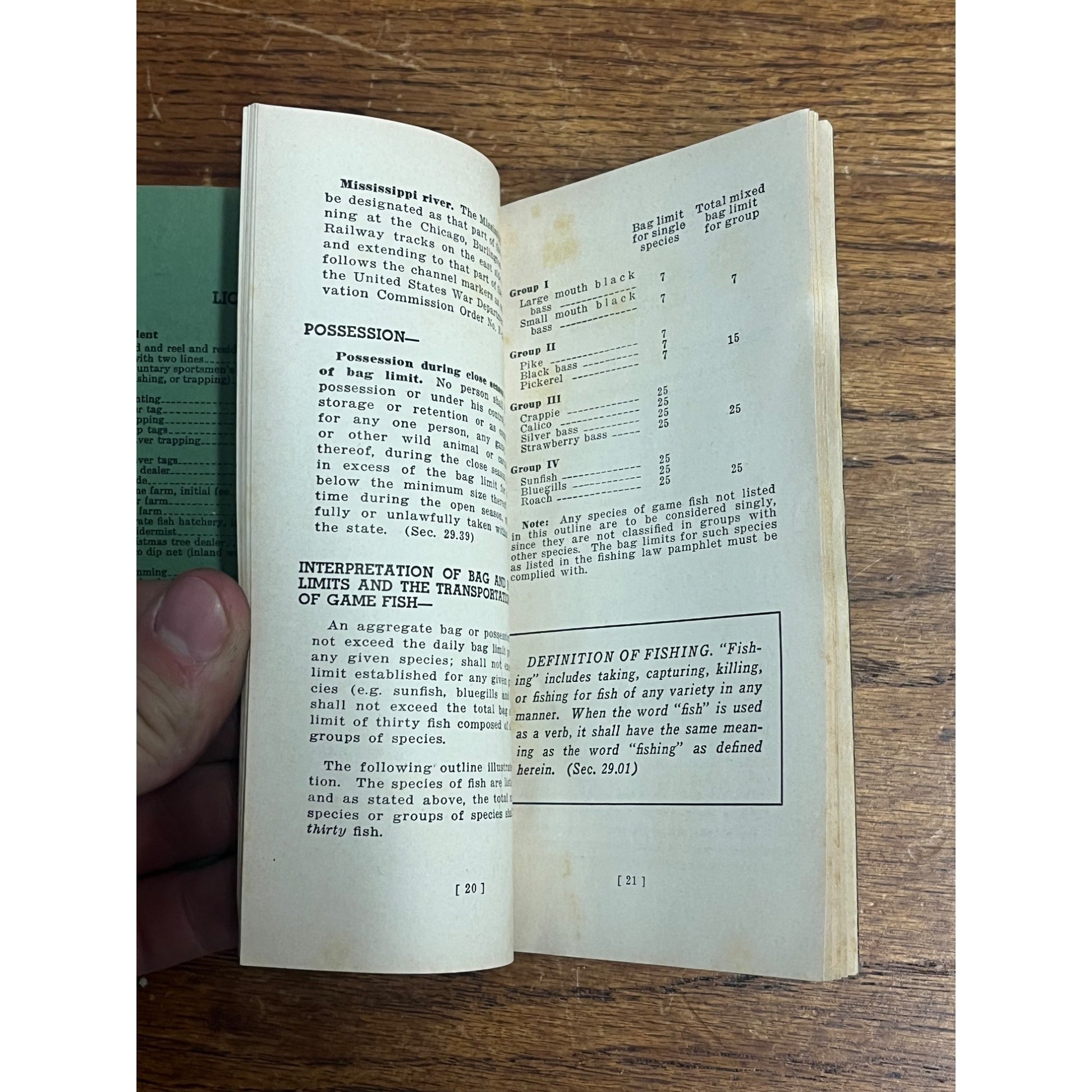 Vintage Wisconsin 1939-1940 Fishing Laws Regulations Booklet Guide