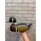 Vintage Hand carved Wooden Duck Decoy Signed JB 1981 Wisconsin Find Wood Duck