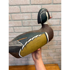Vintage Hand carved Wooden Duck Decoy Signed JB 1981 Wisconsin Find Wood Duck