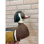 Vintage Hand carved Wooden Duck Decoy Signed JB 1981 Wisconsin Find Wood Duck