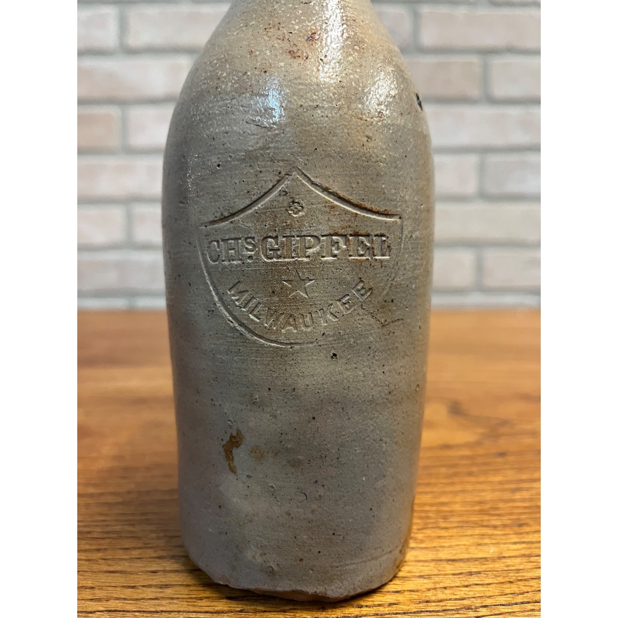Antique Charles Gipfel Union Brewery Milwaukee Wis. Clay Stoneware Beer Bottle