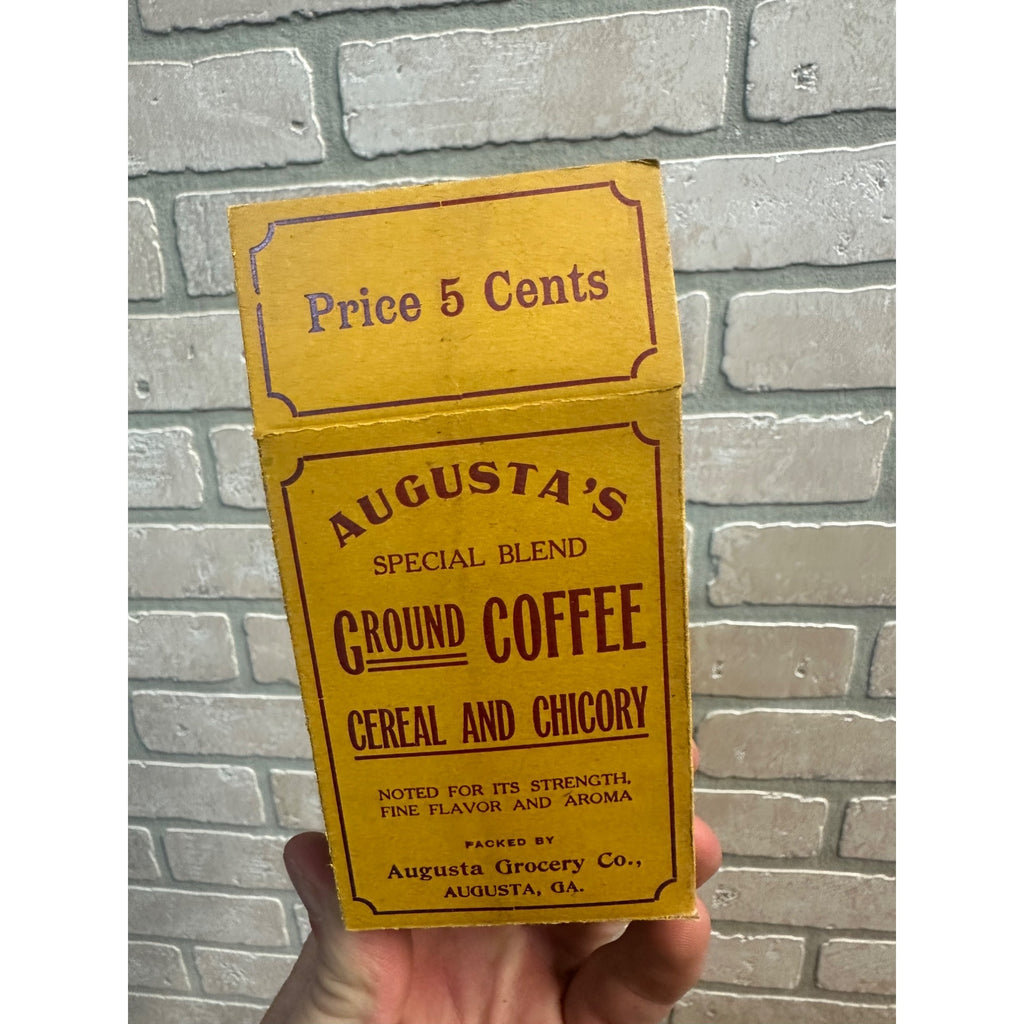 Vintage Early 1900s Augusta Grocery Co. GA Ground Coffee Box 5 Cents Chicory