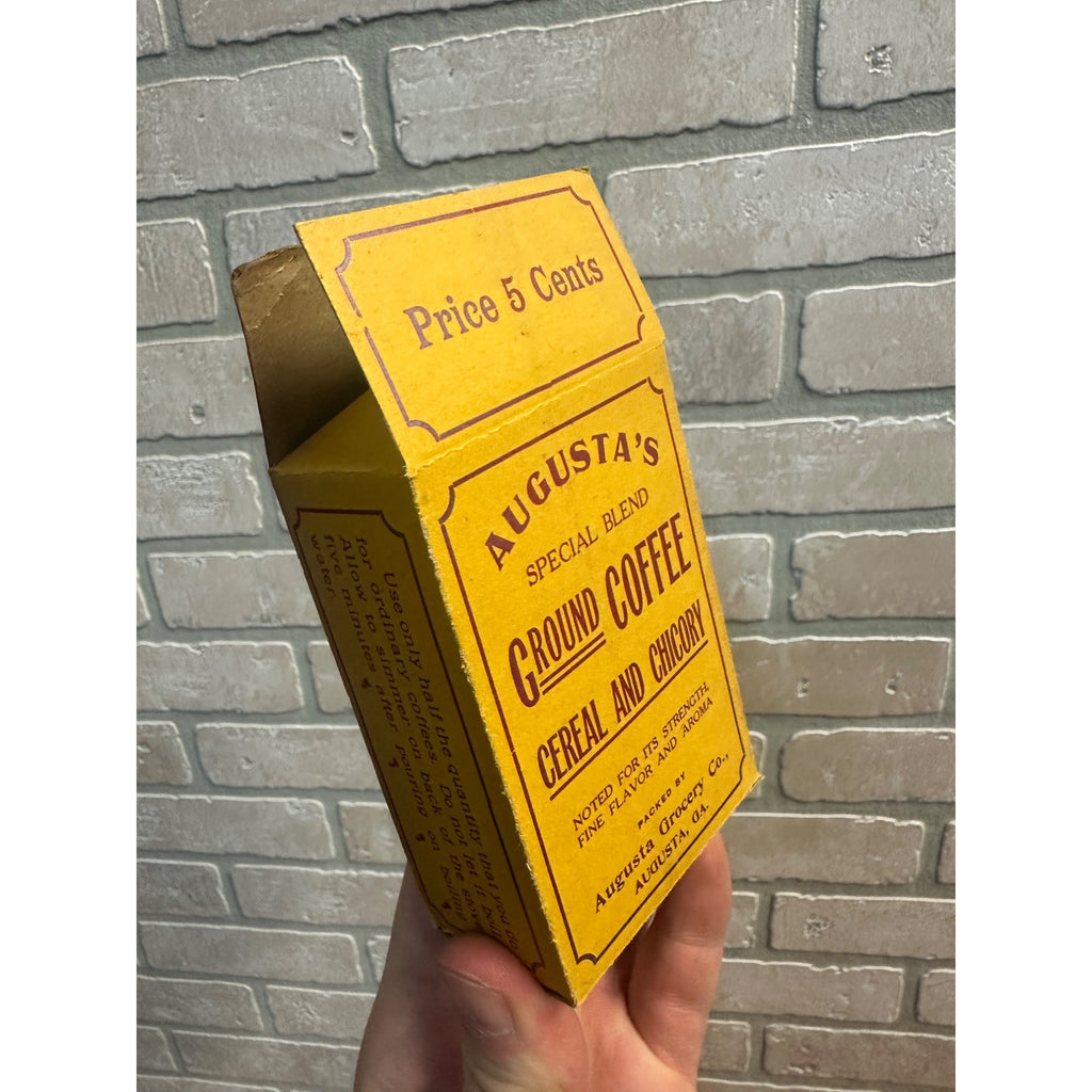 Vintage Early 1900s Augusta Grocery Co. GA Ground Coffee Box 5 Cents Chicory