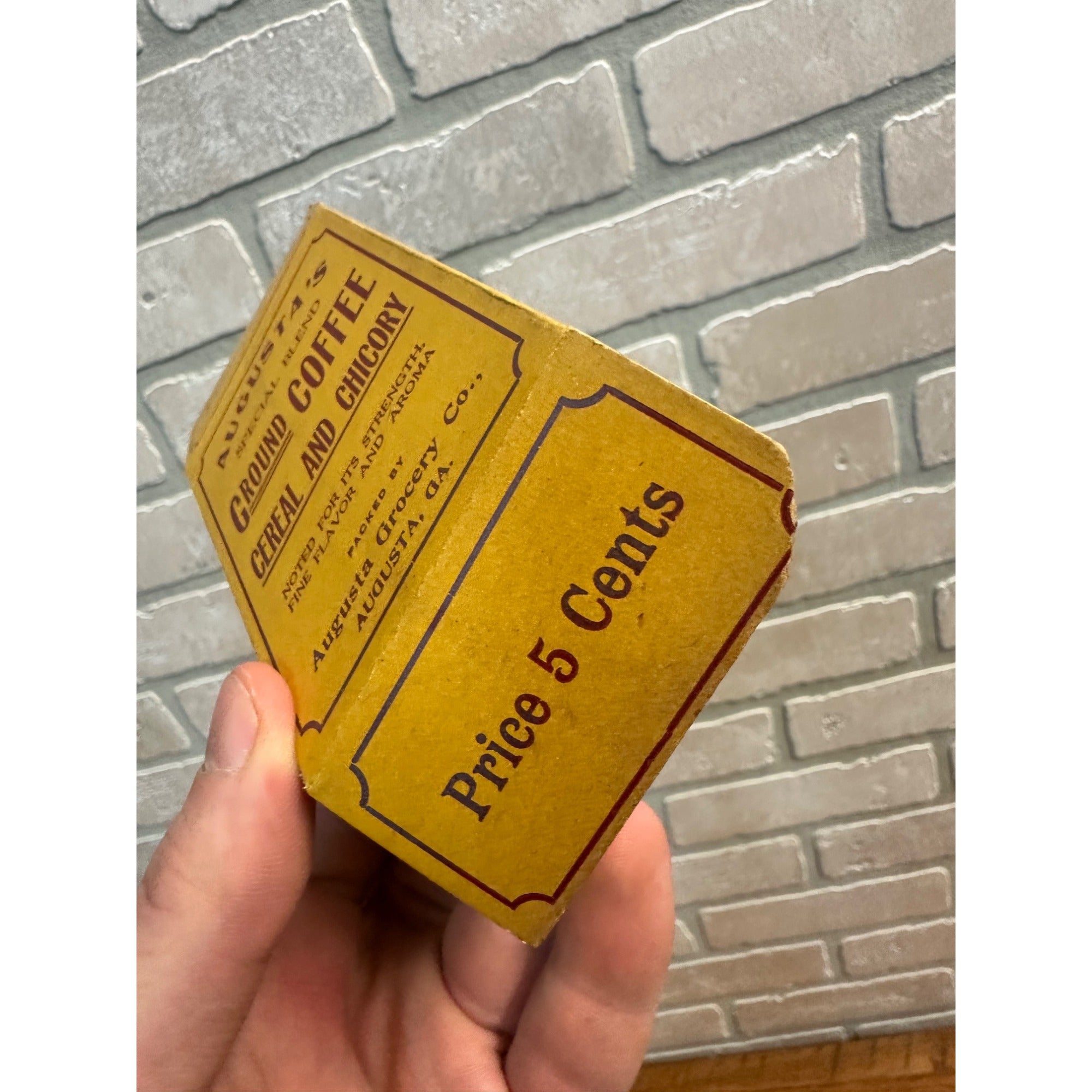 Vintage Early 1900s Augusta Grocery Co. GA Ground Coffee Box 5 Cents Chicory