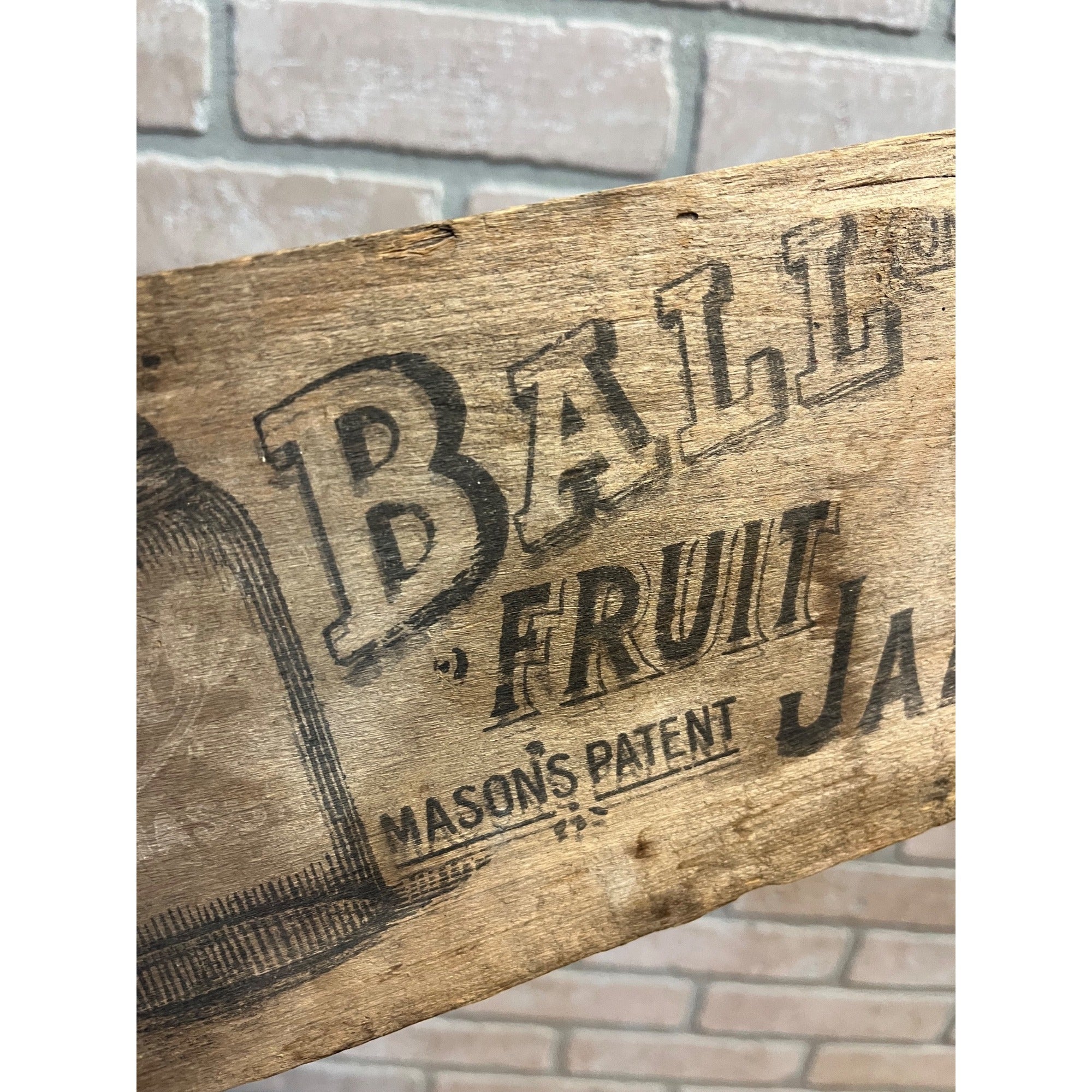 Antique Original Early BALL Fruit Jars Mason Shipping Crate End Panel Sign Vintage