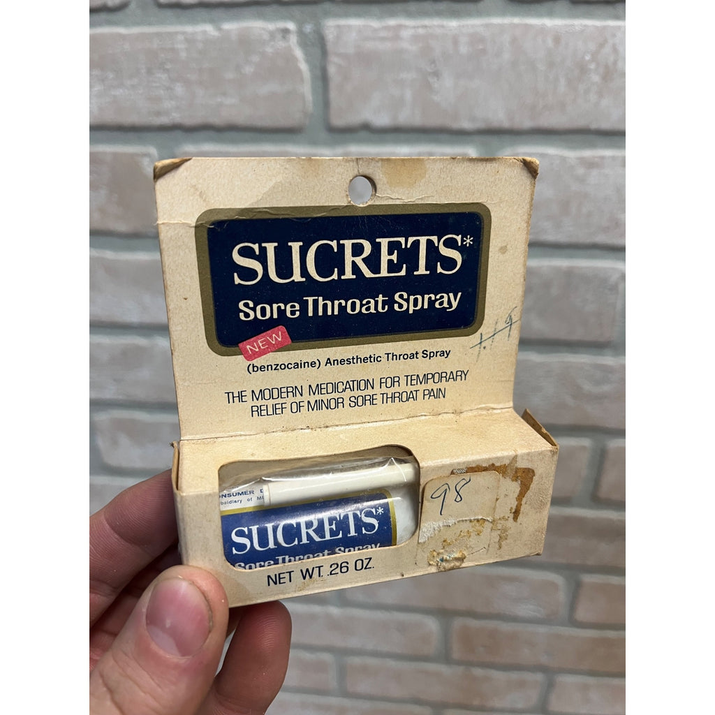 Vintage 1960s-70s Sucrets Sore Throat Spray Bottle Anesthetic Medicine Package