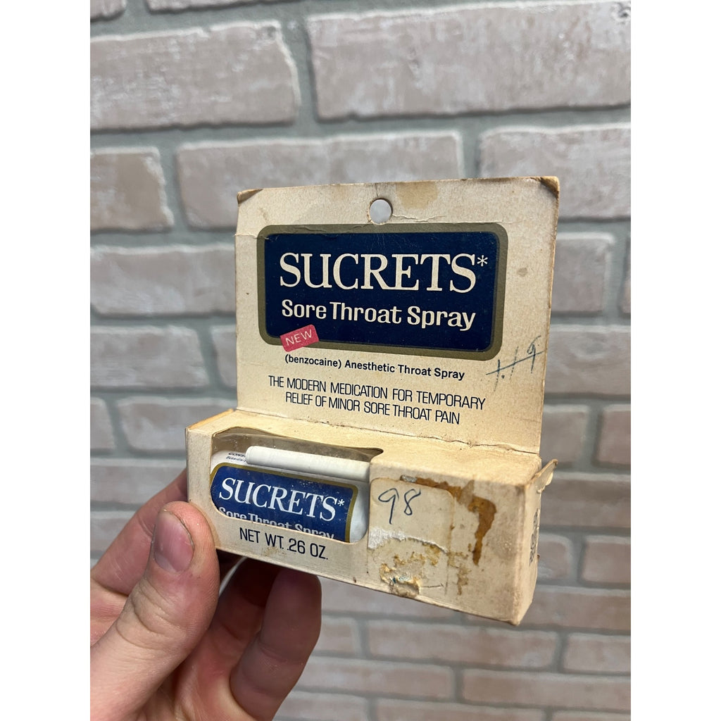 Vintage 1960s-70s Sucrets Sore Throat Spray Bottle Anesthetic Medicine Package