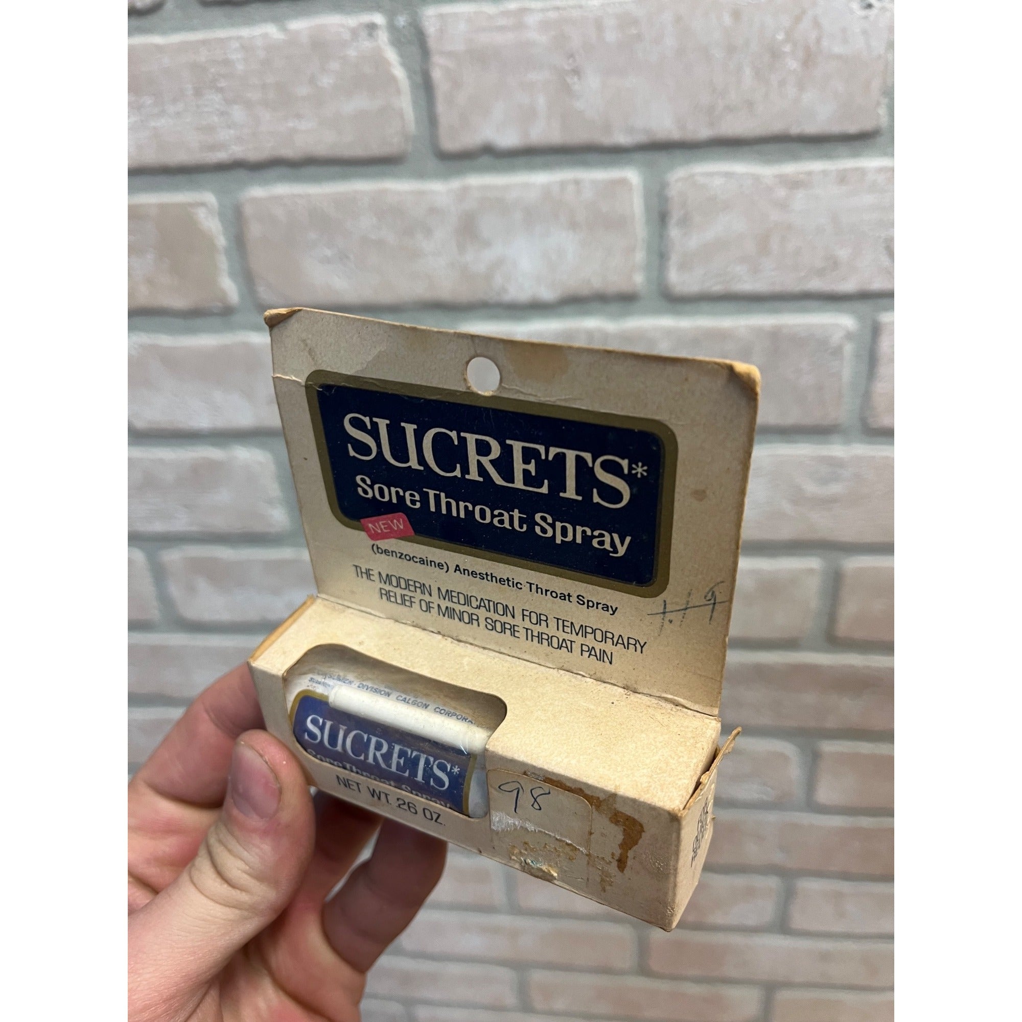 Vintage 1960s-70s Sucrets Sore Throat Spray Bottle Anesthetic Medicine Package