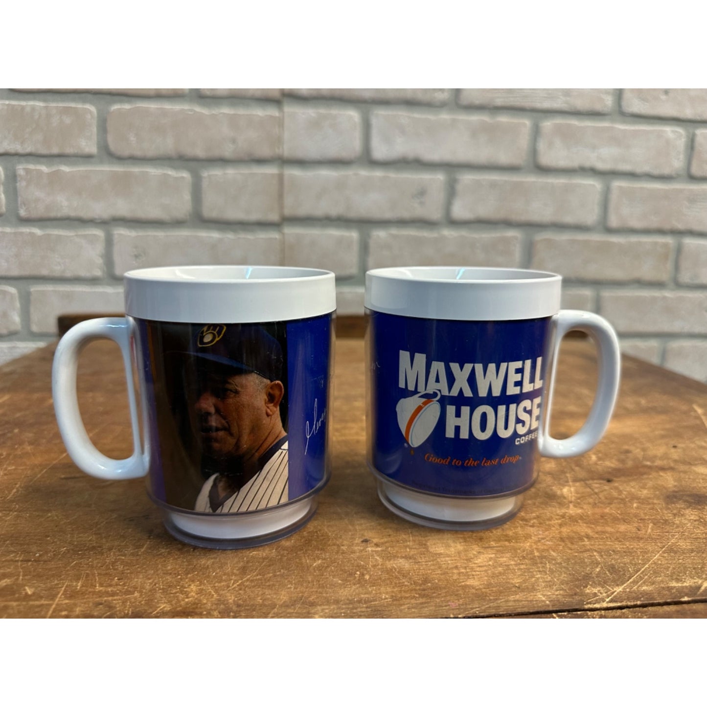 Vintage 1970s MILWAUKEE BREWERS George Bamberger Maxwell House Coffee Mug (2)