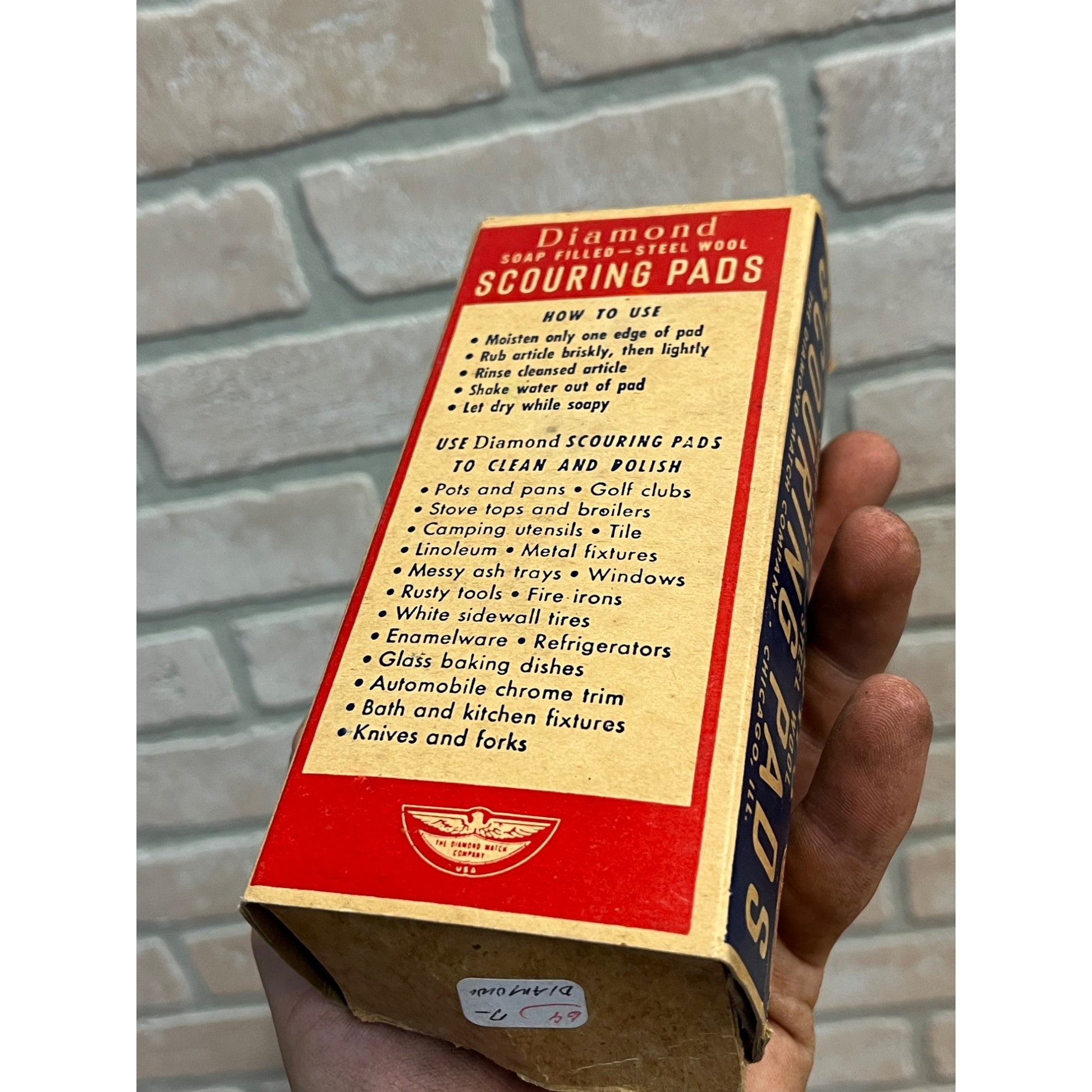 Vintage Diamond Brand Soap Filled Steel Wool Kitchen Scour Pads Prop Box