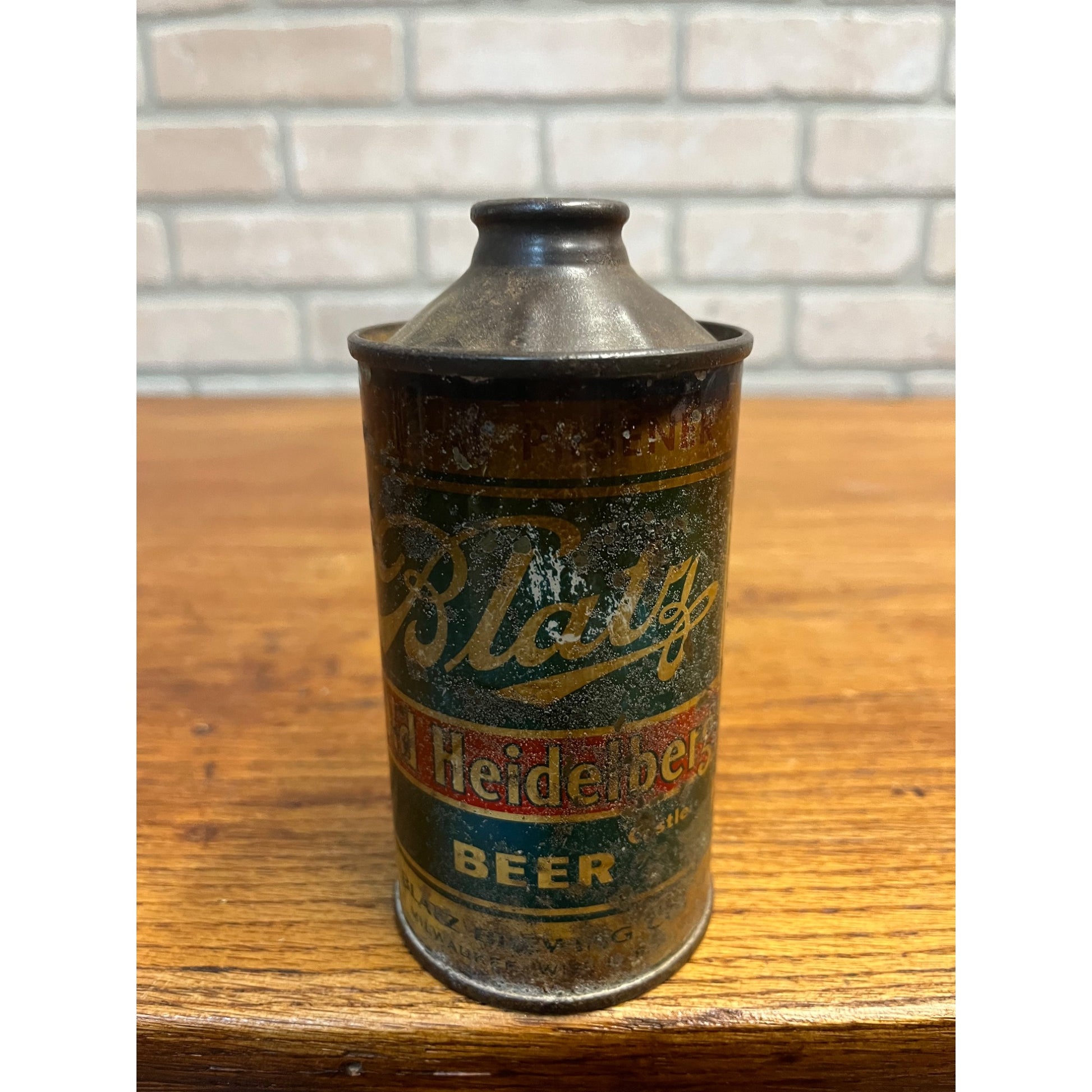 Original Vintage 1930s Blatz Old Heidelberg Milwaukee 12oz Cone Top Beer Can