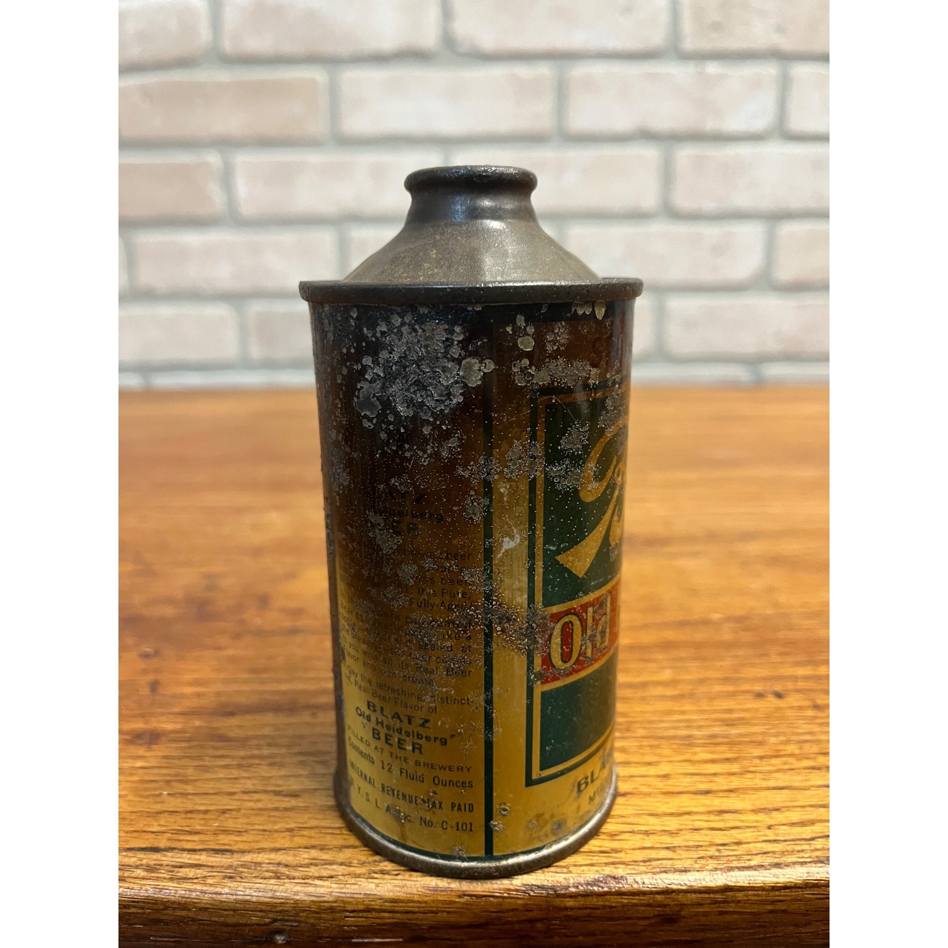 Original Vintage 1930s Blatz Old Heidelberg Milwaukee 12oz Cone Top Beer Can