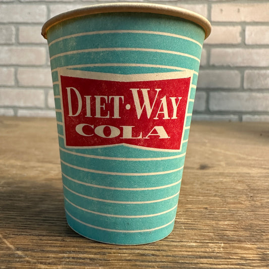 Vintage Blue Diet Way Cola 1950s Sample Soda Paper Wax Promotional Cup