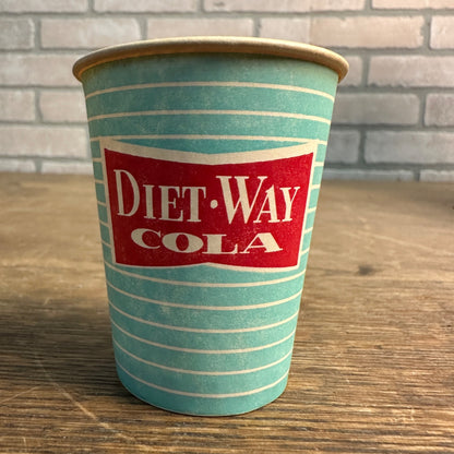 Vintage Blue Diet Way Cola 1950s Sample Soda Paper Wax Promotional Cup