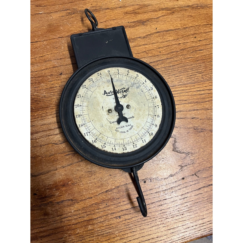 Vintage 1930s AutoWate 25lb Hanging Kitchen Scale