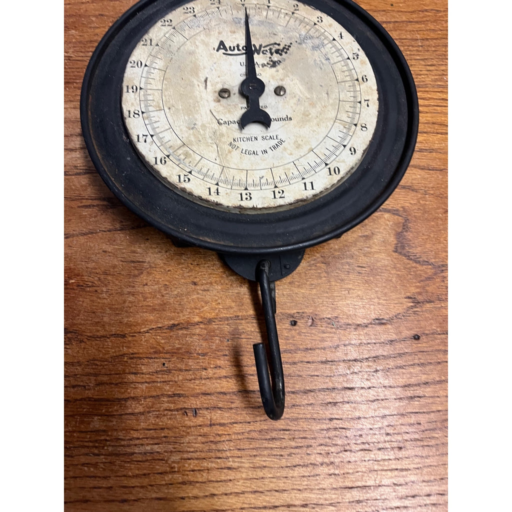 Vintage 1930s AutoWate 25lb Hanging Kitchen Scale