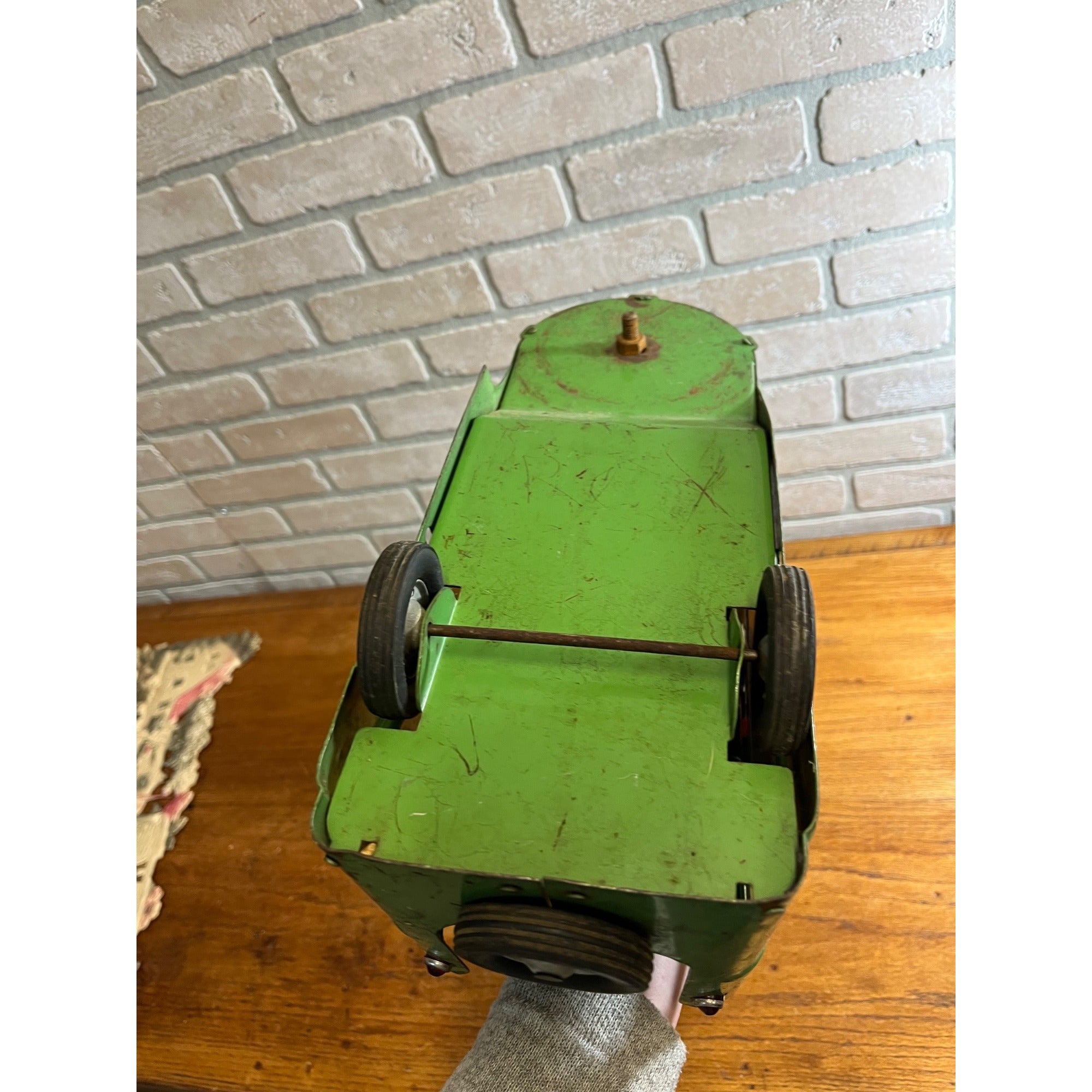 Vintage Wyandotte Truck Lines Green & Red Steel Toy Trailer Truck