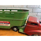 Vintage Wyandotte Truck Lines Green & Red Steel Toy Trailer Truck