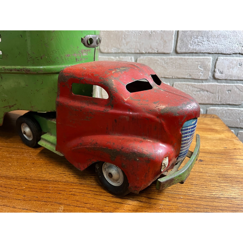 Vintage Wyandotte Truck Lines Green & Red Steel Toy Trailer Truck