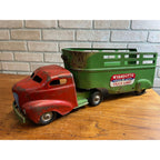 Vintage Wyandotte Truck Lines Green & Red Steel Toy Trailer Truck