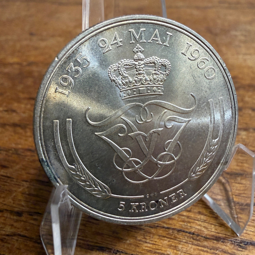 1960 Denmark 5 Kroner Silver Fine Coin