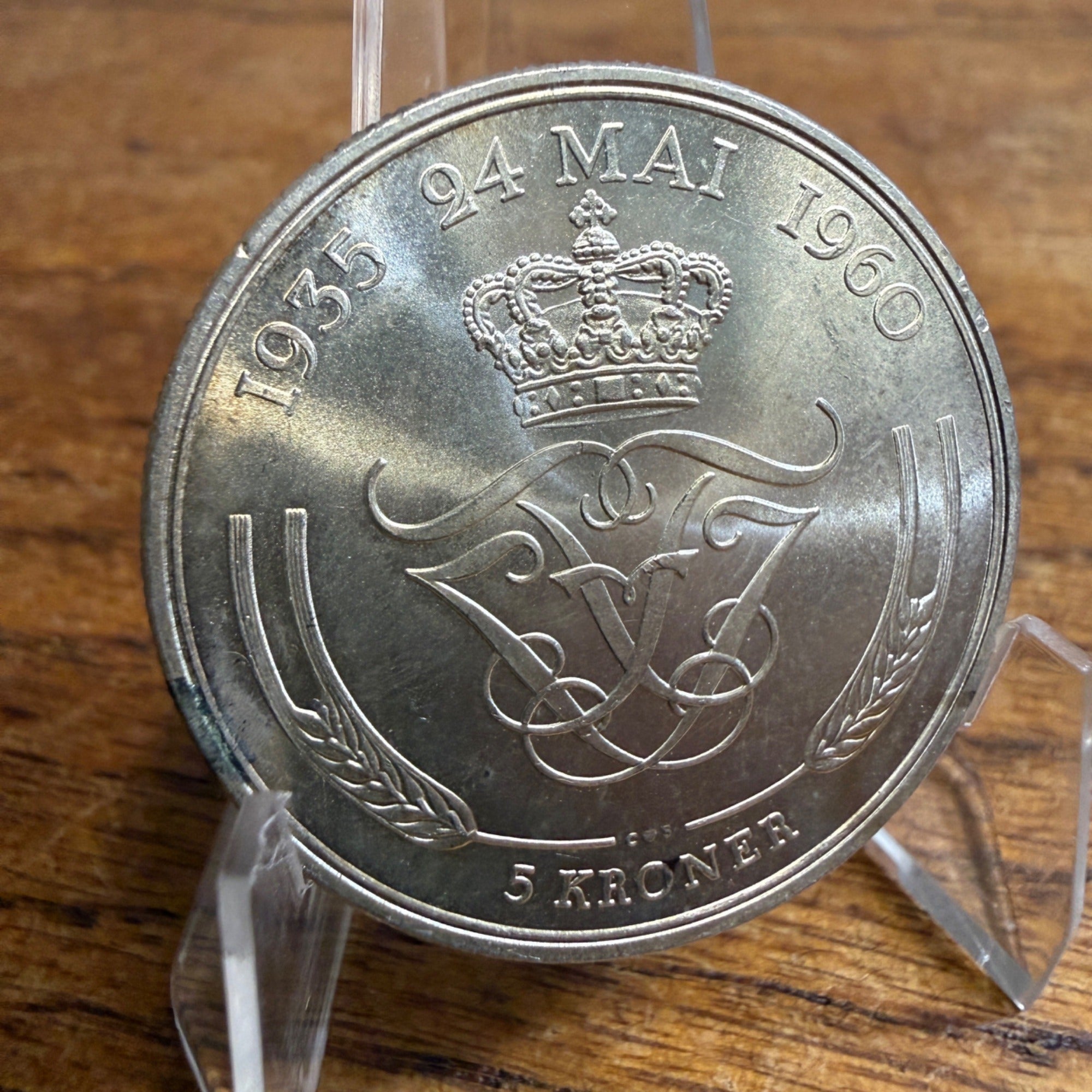 1960 Denmark 5 Kroner Silver Fine Coin