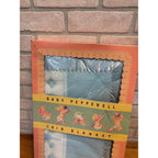 Vintage Baby Pepperell Crib Blanket Blue Satin Bound 36" X 50" Adorable Baby Graphics