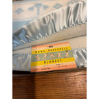 Vintage Baby Pepperell Crib Blanket Blue Satin Bound 36" X 50" Adorable Baby Graphics