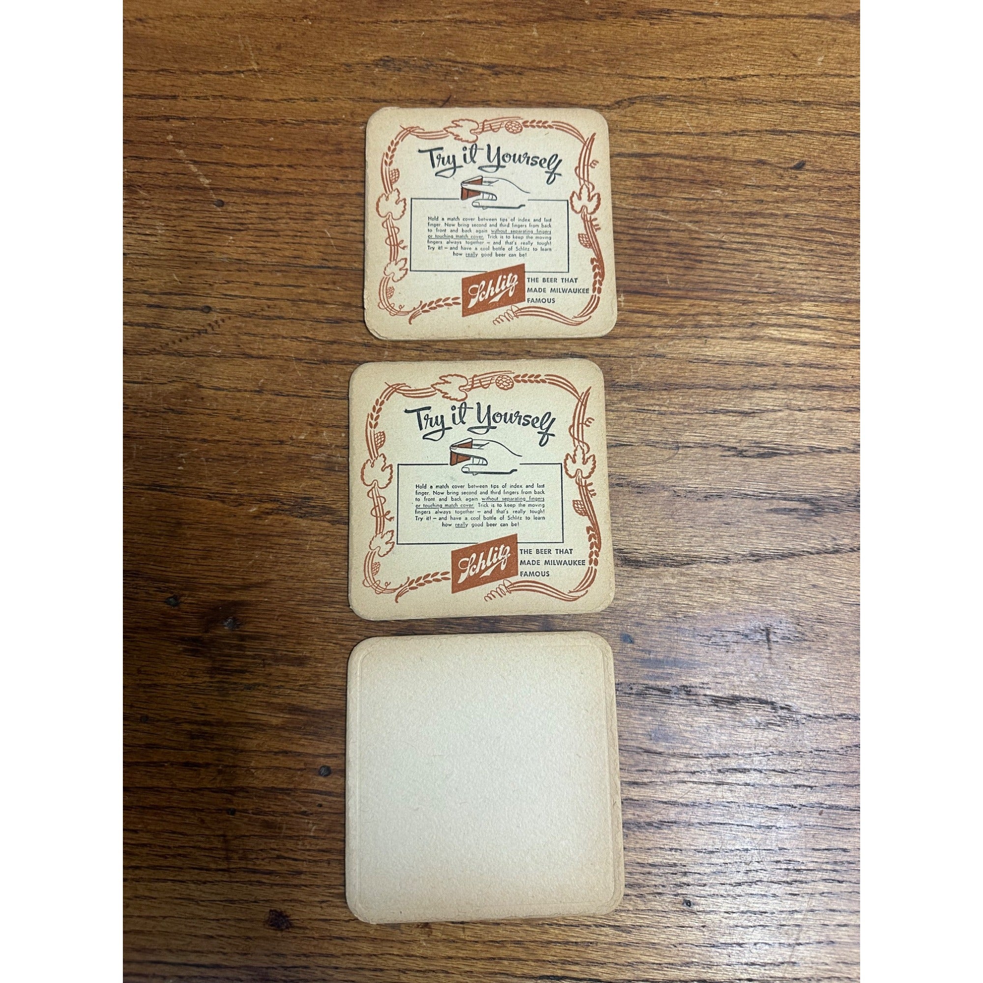 Vintage Schlitz Beer Bar Coasters Lot (3) Tex O'Reilly Phillippine Insurrection ++