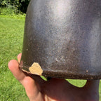 Antique 19th Century Brown Stoneware Jug With Handle Primitive Pottery 1800s