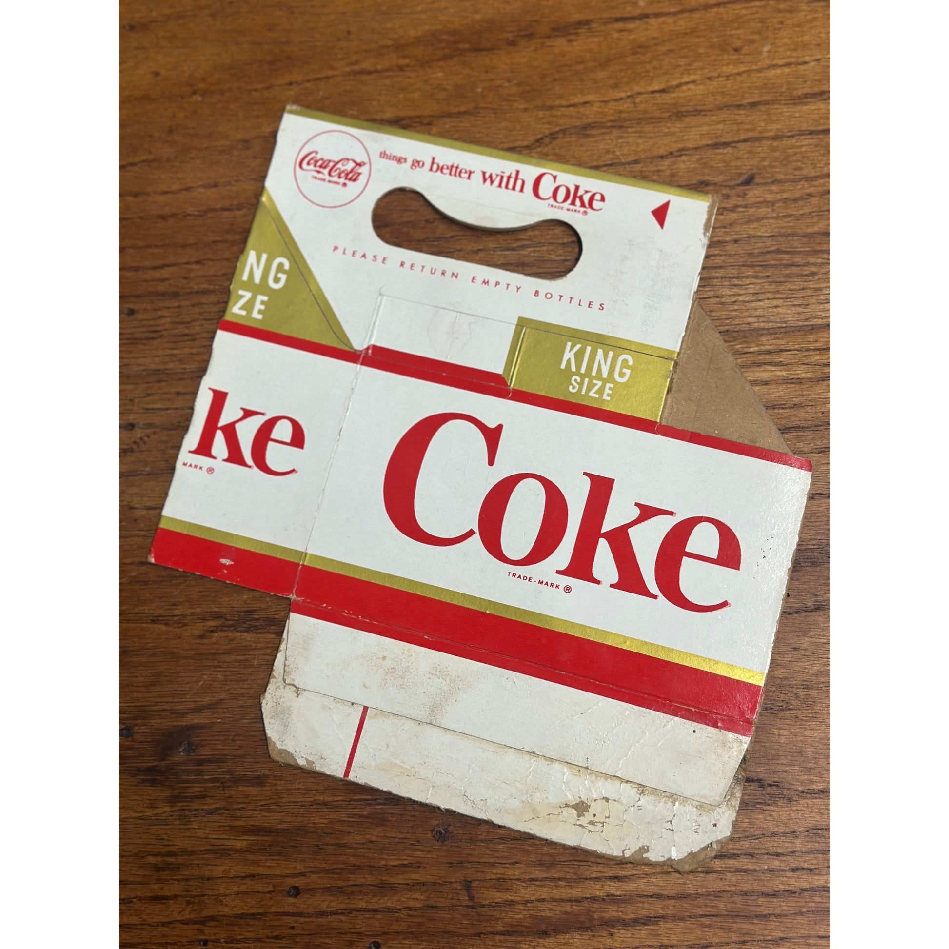1950s Coca Cola Cardboard Carrier Six Pack Carton Bottle Case Vintage Coke King