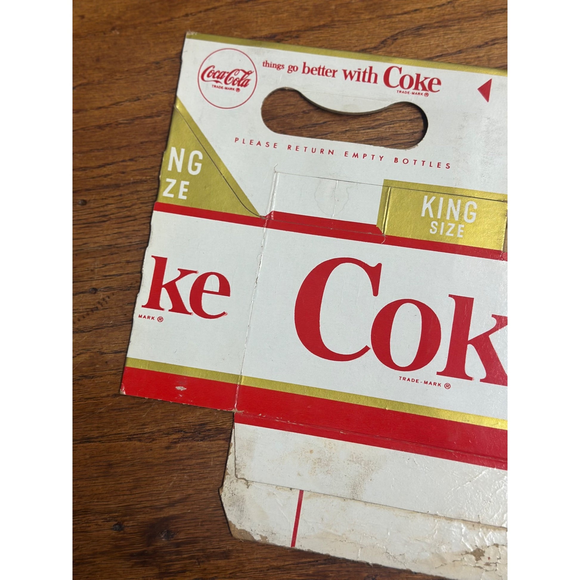 1950s Coca Cola Cardboard Carrier Six Pack Carton Bottle Case Vintage Coke King