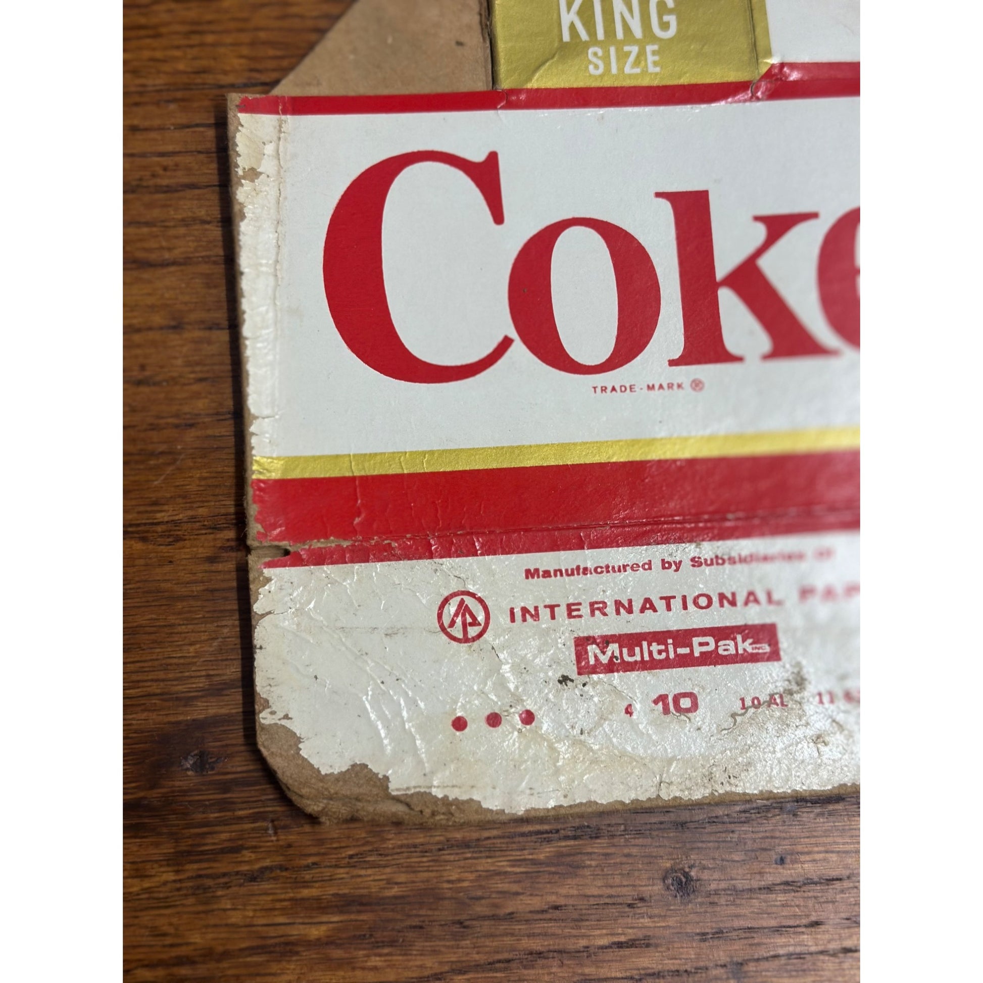 1950s Coca Cola Cardboard Carrier Six Pack Carton Bottle Case Vintage Coke King