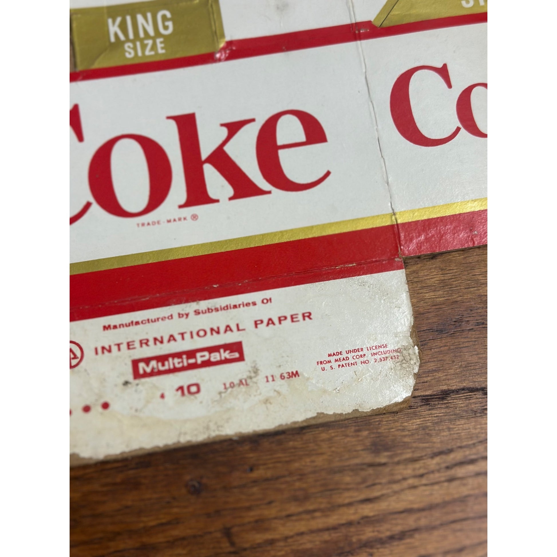 1950s Coca Cola Cardboard Carrier Six Pack Carton Bottle Case Vintage Coke King