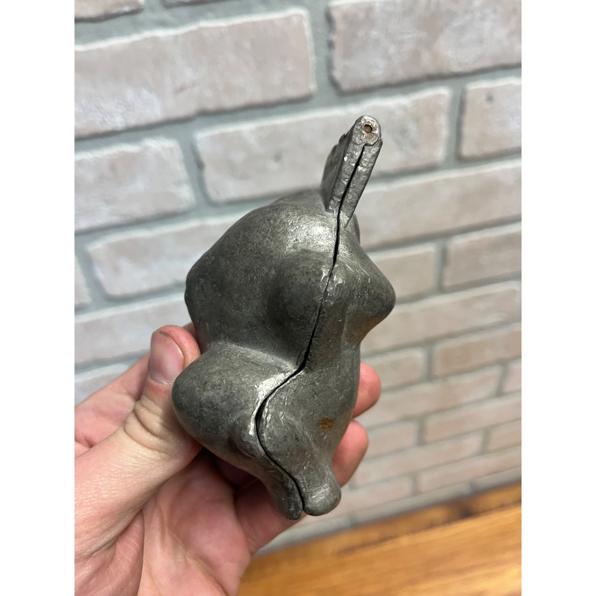 Antique Primitive Pewter Turkey Thanksgiving Ice Cream Mold Hinged Country