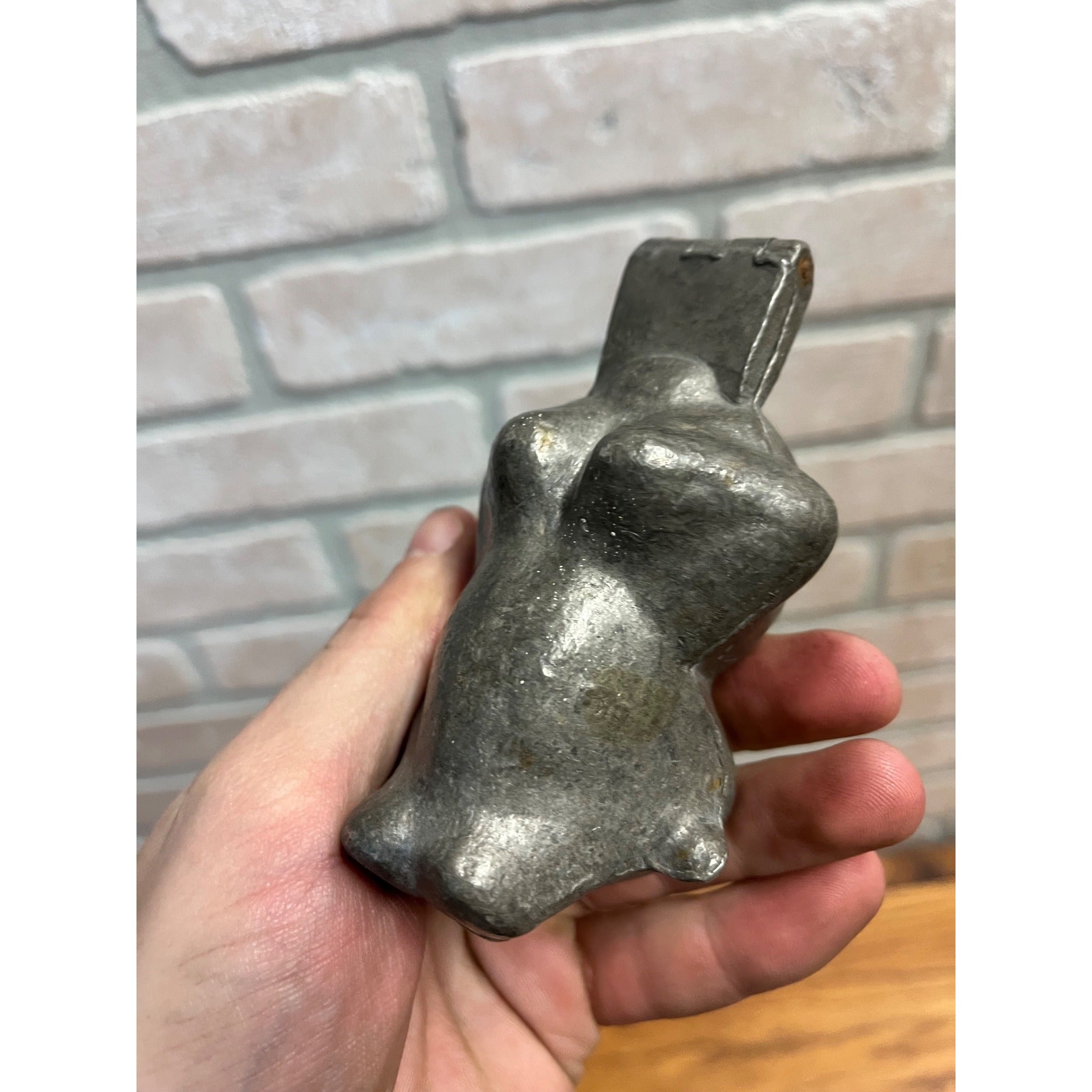 Antique Primitive Pewter Turkey Thanksgiving Ice Cream Mold Hinged Country