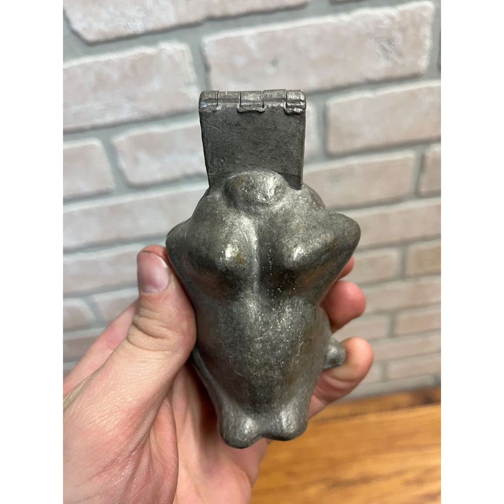 Antique Primitive Pewter Turkey Thanksgiving Ice Cream Mold Hinged Country