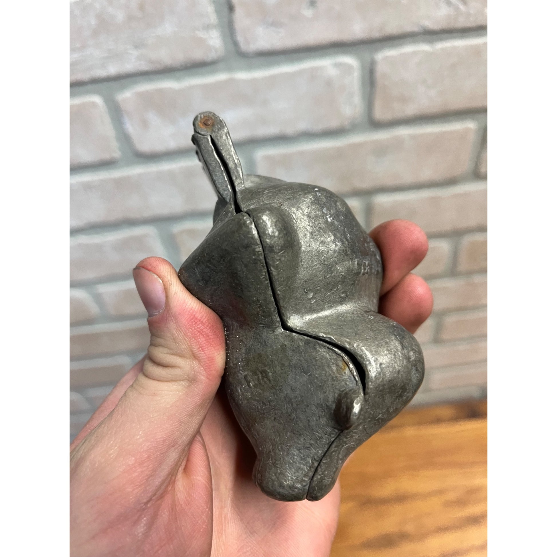 Antique Primitive Pewter Turkey Thanksgiving Ice Cream Mold Hinged Country