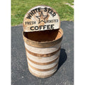 Vintage Grocery Store Retail White Star Coffee Fresh Roasted Barrel Display