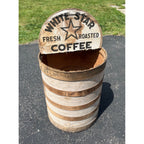 Vintage Grocery Store Retail White Star Coffee Fresh Roasted Barrel Display