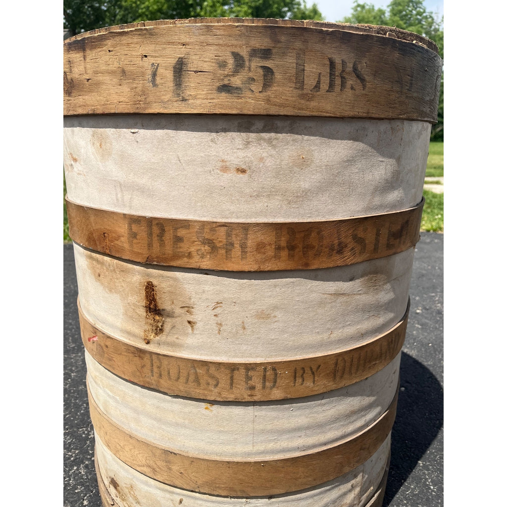 Vintage Grocery Store Retail White Star Coffee Fresh Roasted Barrel Display