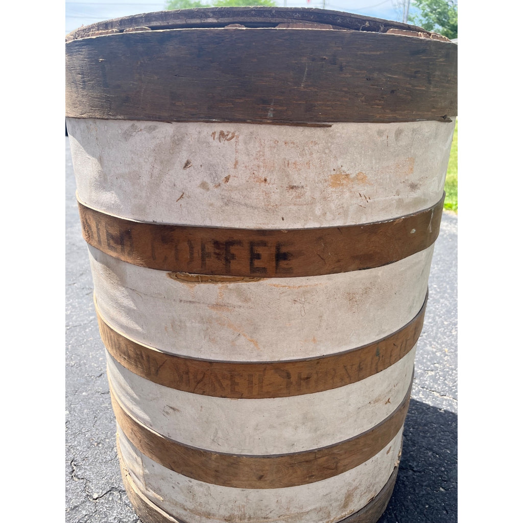 Vintage Grocery Store Retail White Star Coffee Fresh Roasted Barrel Display