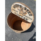Vintage Grocery Store Retail White Star Coffee Fresh Roasted Barrel Display